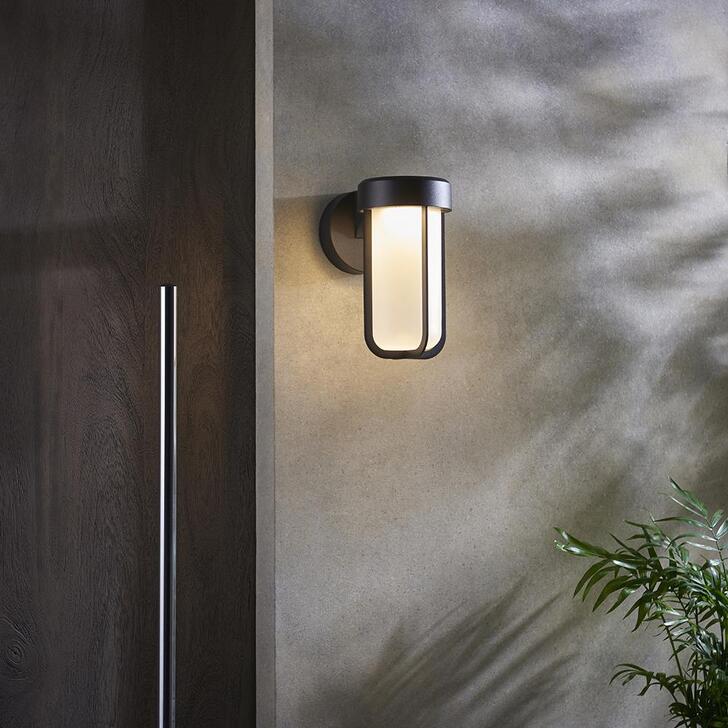 Thorlight Vada Matt Black Finish LED Exterior Wall Light Complete With Frosted Glass - IP44, 2700K