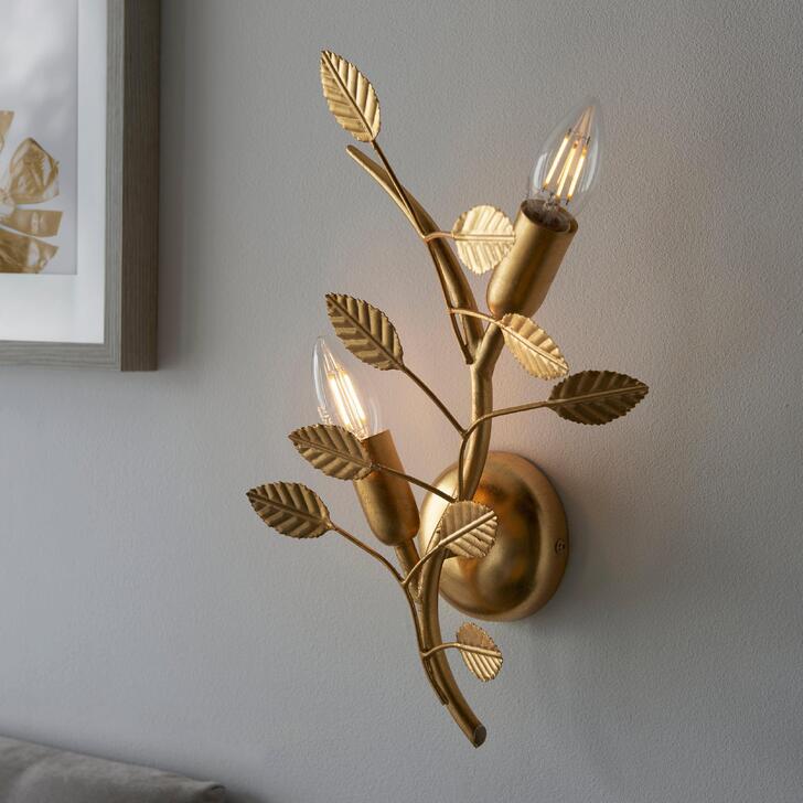 Thorlight Willa 2 Light Wall Light Gold Leaf Finish