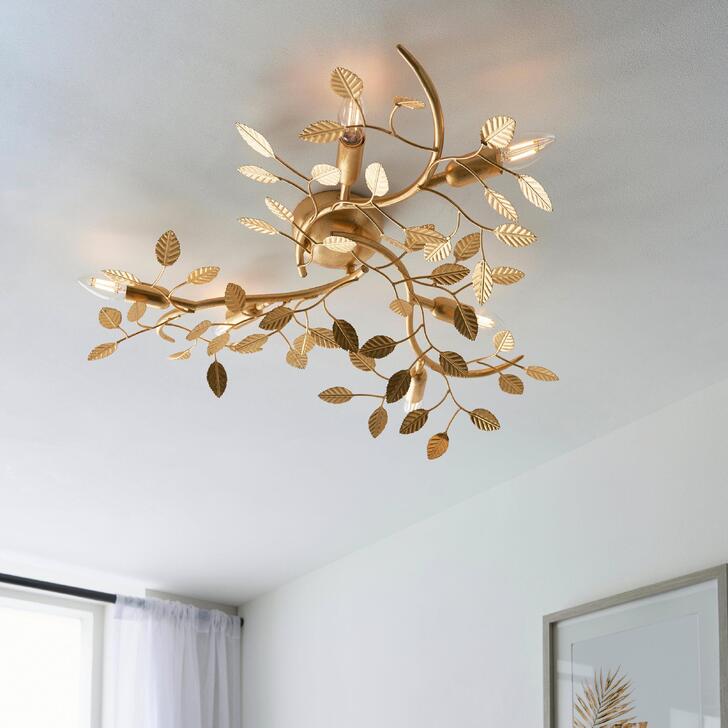 Thorlight Willa 6 Light Flush Ceiling Light Gold Leaf Finish