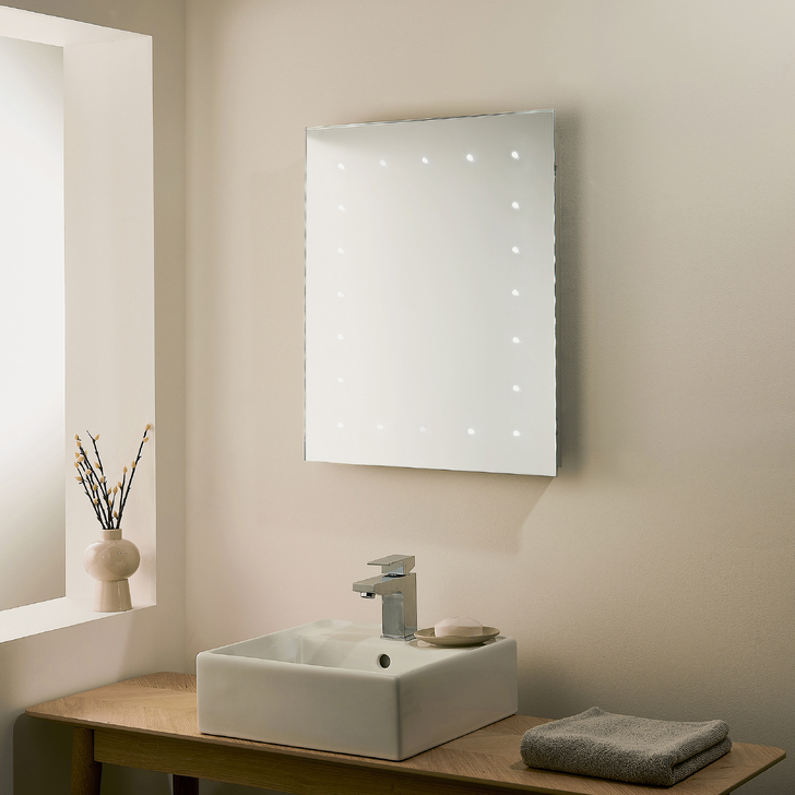 Toba Rectangular Battery Operated Bathroom Mirror With 6500K LED Lights