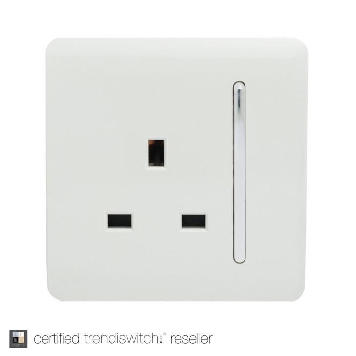 Trendi, Artistic Modern 1 Gang 13Amp Switched Socket Gloss White Finish