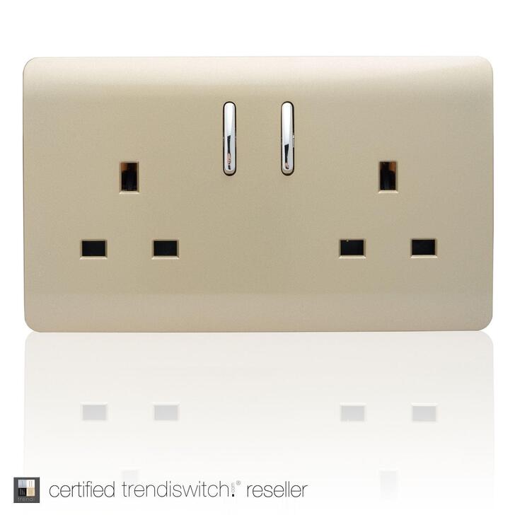 Trendi, Artistic Modern 2 Gang 13Amp Short Switched Double Socket Champagne Gold Finish