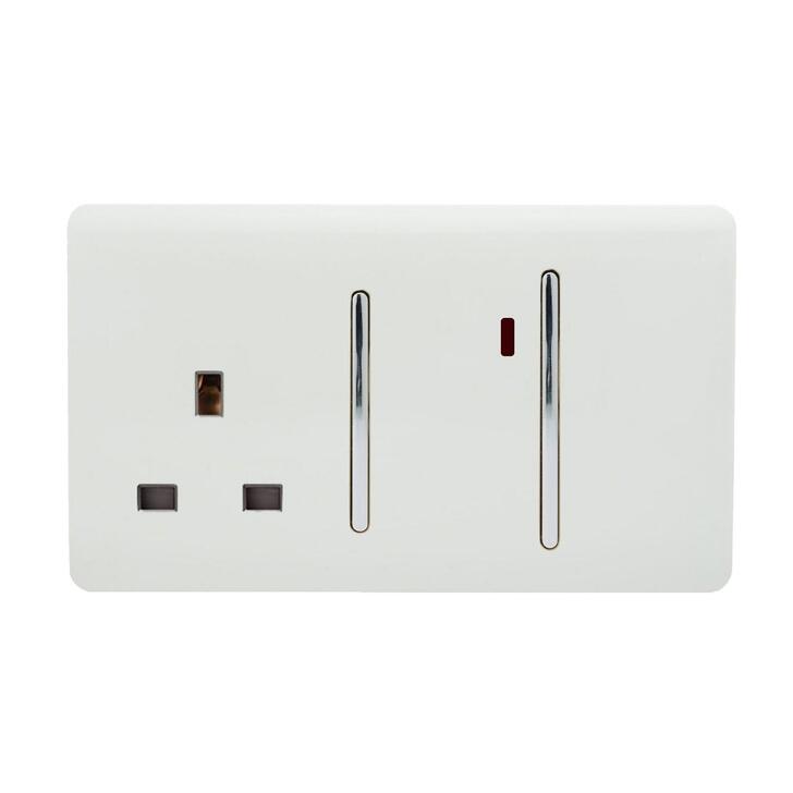 Trendi, Artistic Modern Cooker Control Panel 13amp with 45amp Switch Gloss White Finish