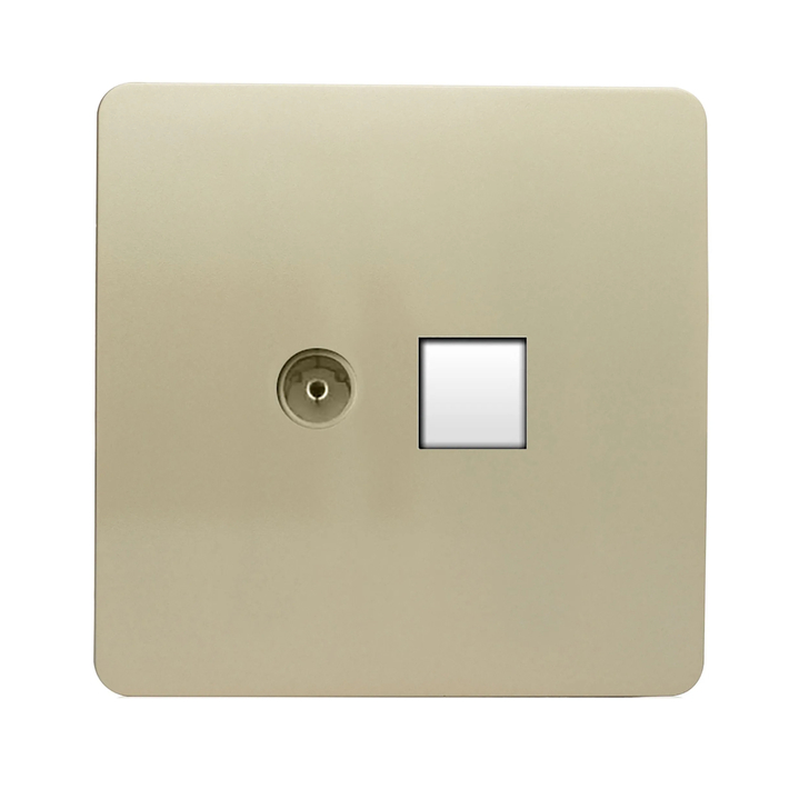 Trendi, Artistic Modern TV Co-Axial & PC Ethernet Champagne Gold Finish