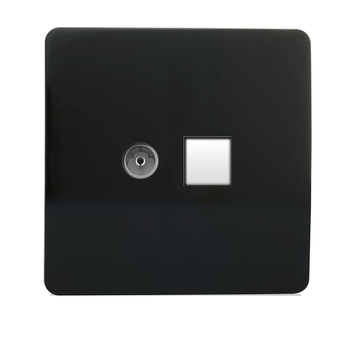 Trendi, Artistic Modern TV Co-Axial & Telephone Gloss Black Finish