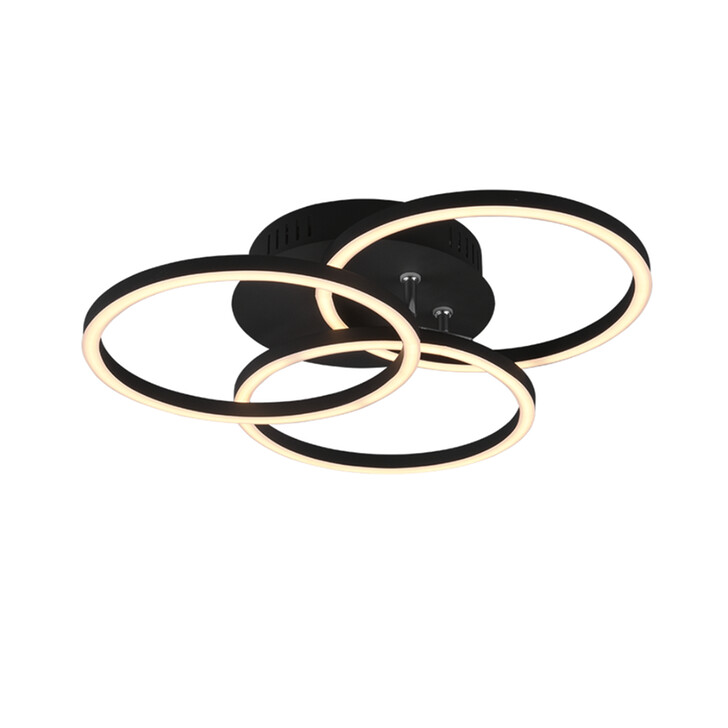 Trio Lighting Circle Matt Black Round Flush Swivelling Ceiling Light - Remote Control