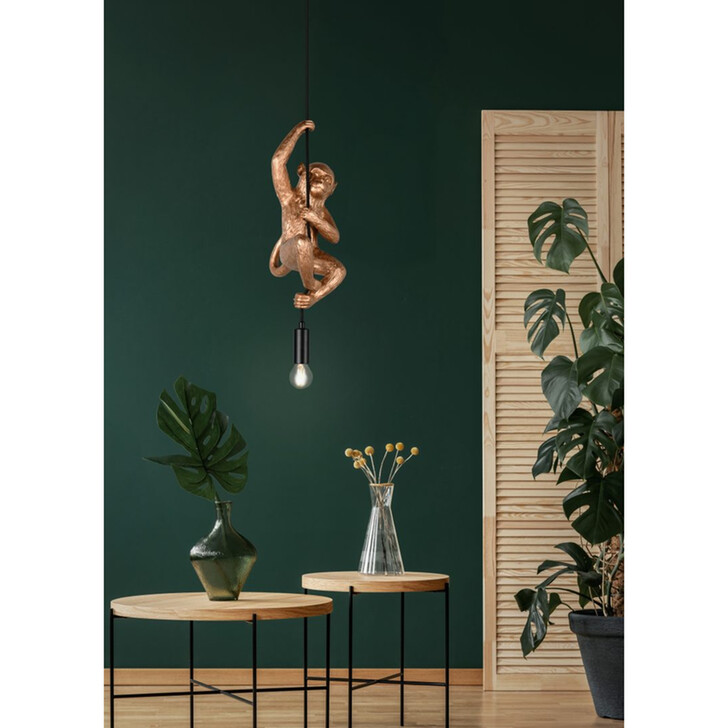 Trio Lighting Fips Gold Resin Monkey Single Pendant Light