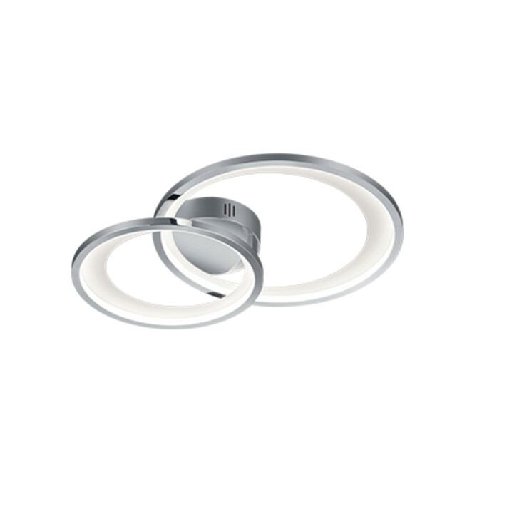 Trio Lighting Granada Chrome Small Double Ring Flush LED Ceiling Light - 3000K, 3 Stage Dimming