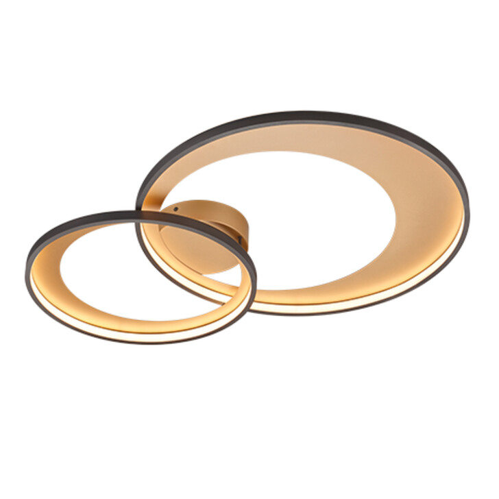 Trio Lighting Granada Matt Black Large Double Ring Flush LED Ceiling Light - 3000K, 3 Stage Dimming