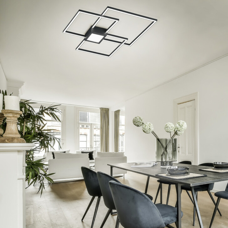 Trio Lighting Hydra Anthracite Square LED Flush Ceiling Light - 3000K, 3 Stage Dimming