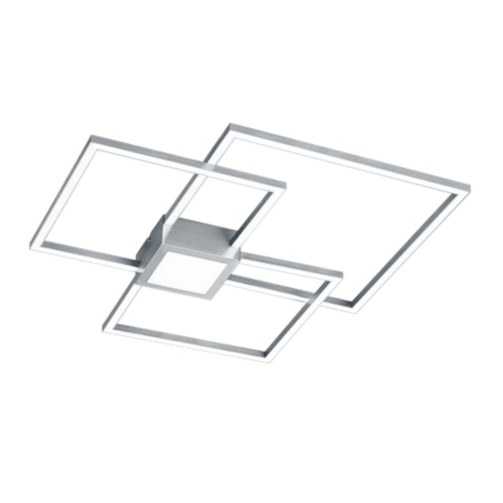 Trio Lighting Hydra Matt Nickel Square LED Flush Ceiling Light - 3000K, 3 Stage Dimming