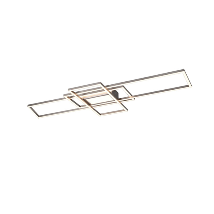 Trio Lighting Irvine Matt Nickel Rectangular LED Flush Ceiling Light - 3000K-6500K & Dimmable Via Remote Control