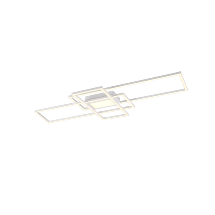 Trio Lighting Irvine Matt White Rectangular LED Flush Ceiling Light - 3000K-6500K & Dimmable Via Remote Control