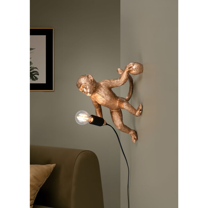 Trio Lighting Louy Gold Resin Monkey Plug-In Wall Light