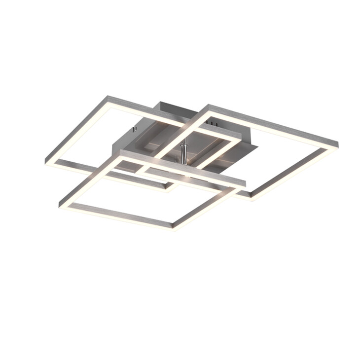 Trio Lighting Mobile Matt Nickel Square Flush Swivelling Ceiling Light - Remote Control