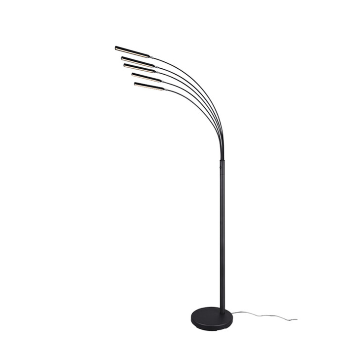 Trio Lighting Reed Matt Black 5 Arm LED Floor Lamp - Dimmable