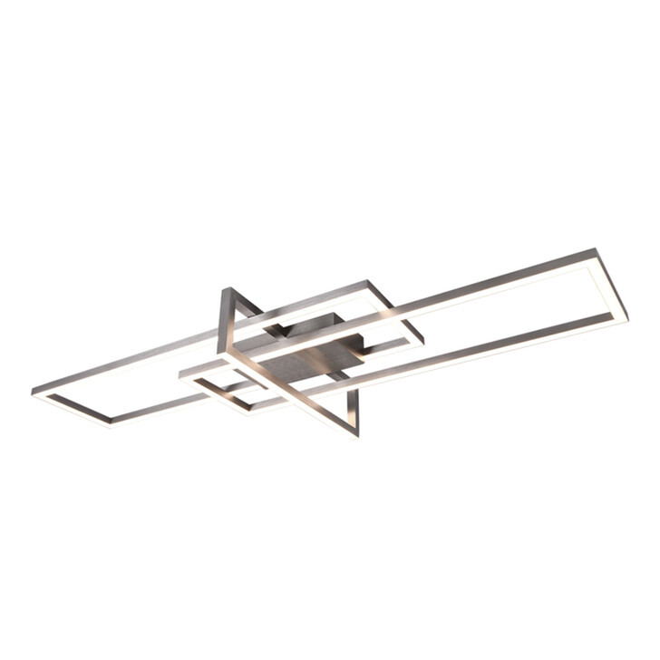 Trio Lighting Salinas Matt Nickel LED Rectangular Flush Ceiling Light - 3000K, 3 Stage Dimming