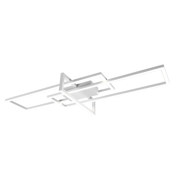 Trio Lighting Salinas Matt White LED Rectangular Flush Ceiling Light - 4000K, 3 Stage Dimming