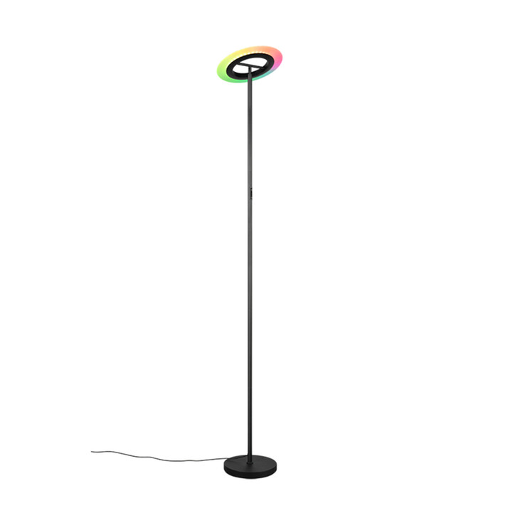Trio Lighting Samba Matt Black Smart RGB + CCT Colour Change Floor Lamp - Remote Control
