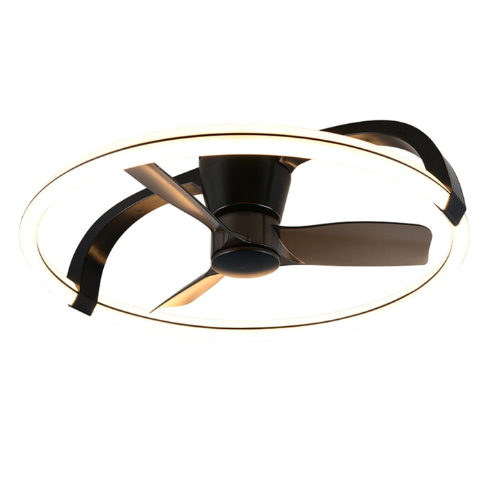 Trio Lighting Stockholm Matt Black Remote Control LED Ceiling Fan