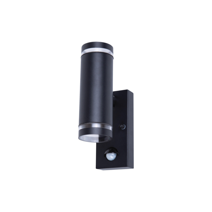 Up And Down Outside Wall Light In Stainless Black Complete With Pir - IP65