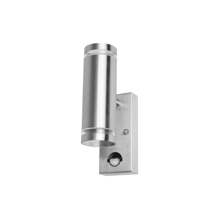 Up And Down Outside Wall Light In Stainless Steel Complete With Pir - IP65