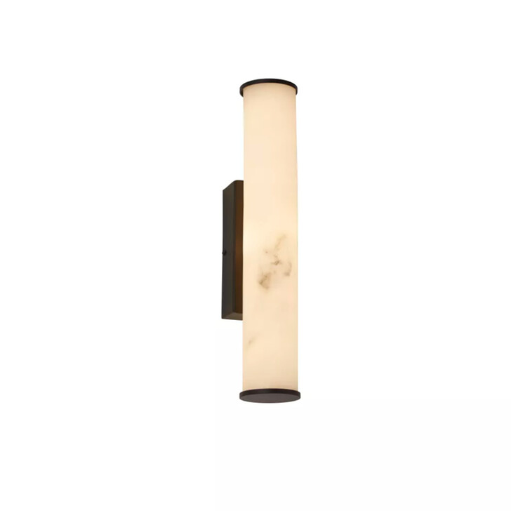 Wales Black Metal Bathroom Wall Light Complete With Marble Resin Shade - IP44 - 3000K