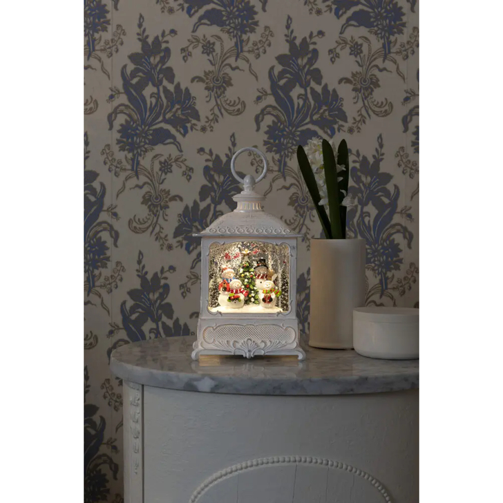 Water Lantern Small, White & 4 Snowmen Timer 5H B/O 3 x AA