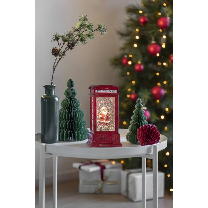 Water Lantern Telephone Box Red & Santa Timer 5H B/O 3 x AA