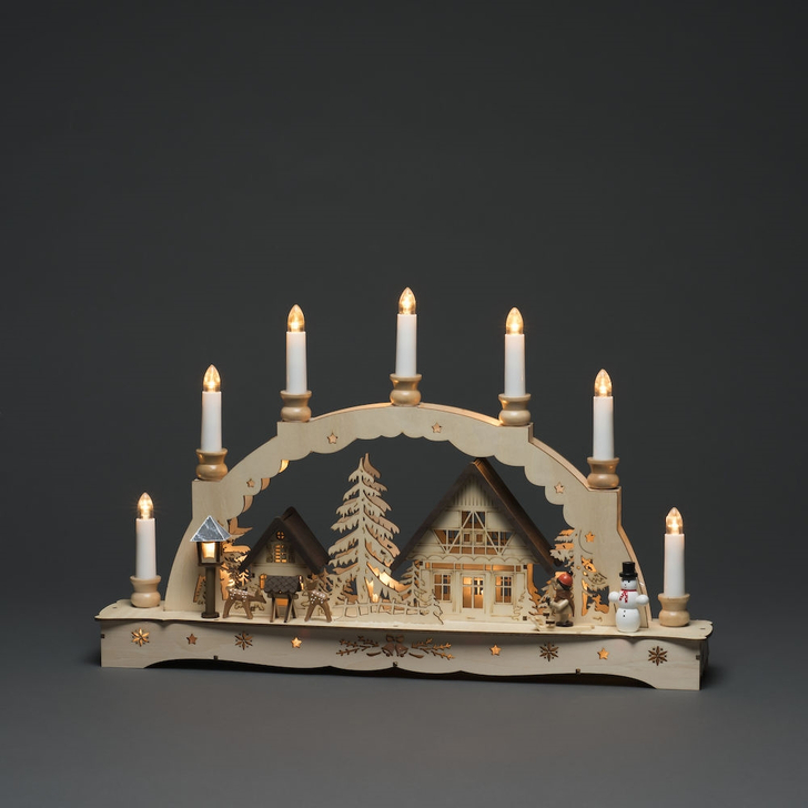 Wooden Christmas Village Candle Arch Decoration