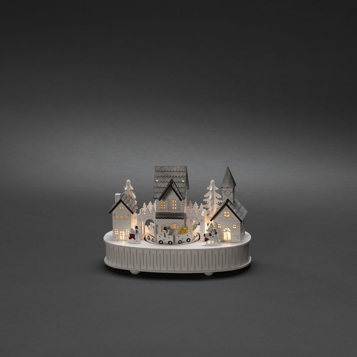 Wooden Houses and Church LED Christmas Decoration