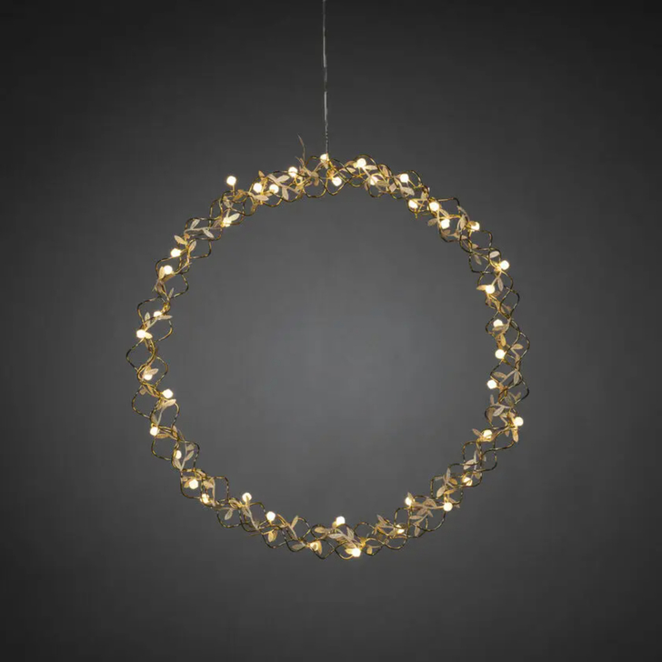 Wreath of Brass Colour Metal 45cm 40 Warm White Led IP20