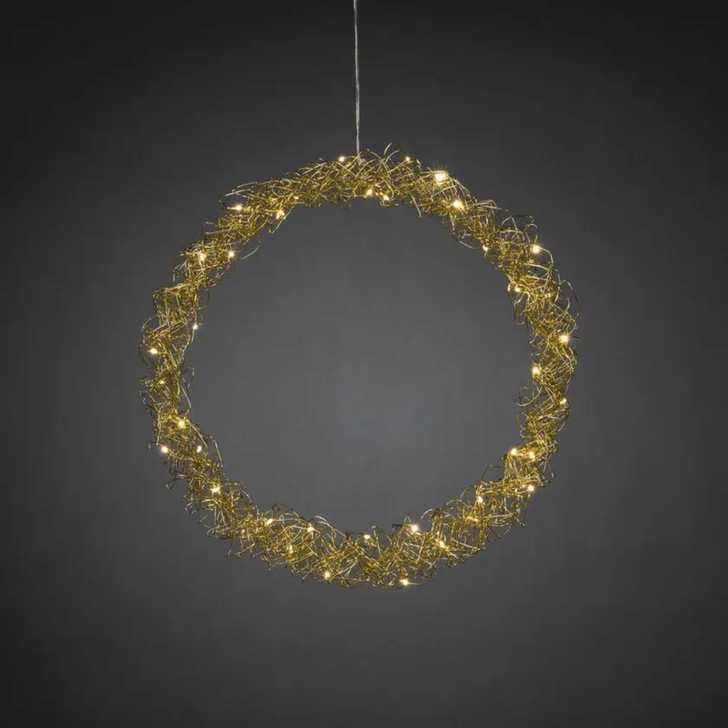 Wreath of Brass Colour Metal 45cm 40 Warm White Led IP20