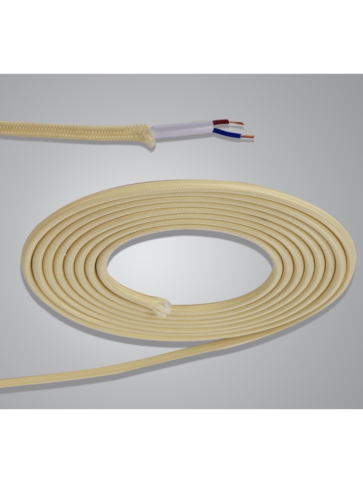 1 Metre Of Beige Braided 2 Core 0.75mm Cable