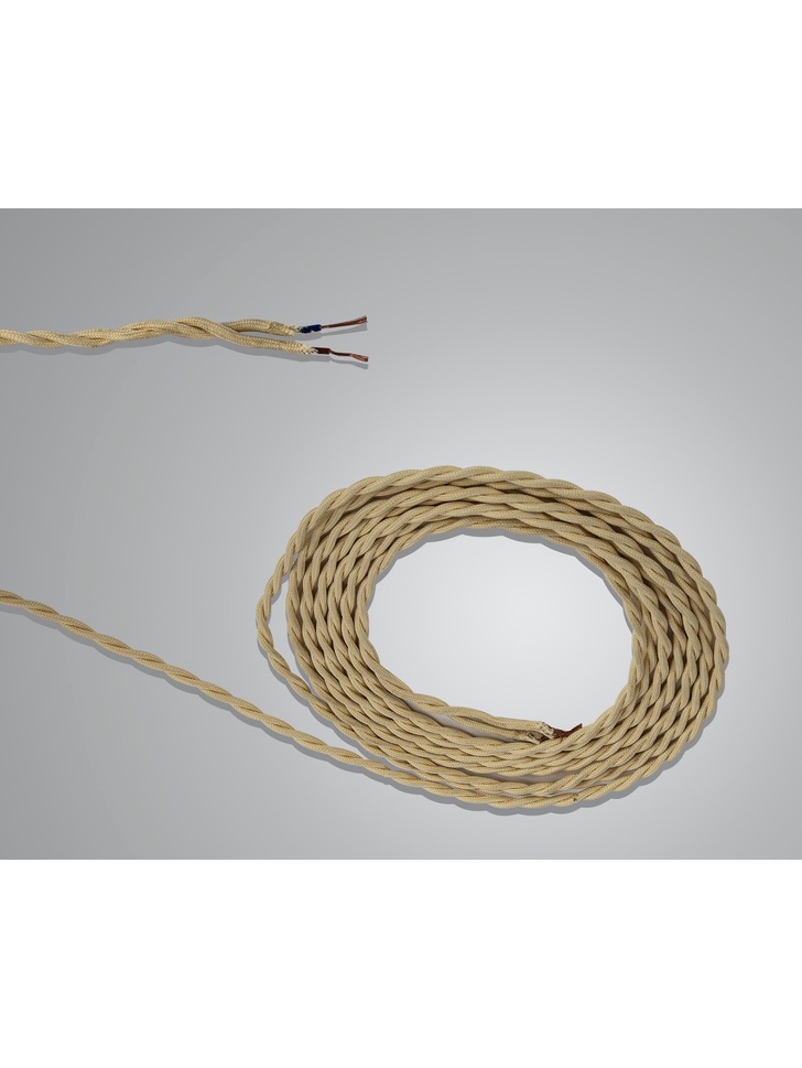 1 Metre Of Beige Braided Twisted 2 Core 0.75mm Cable