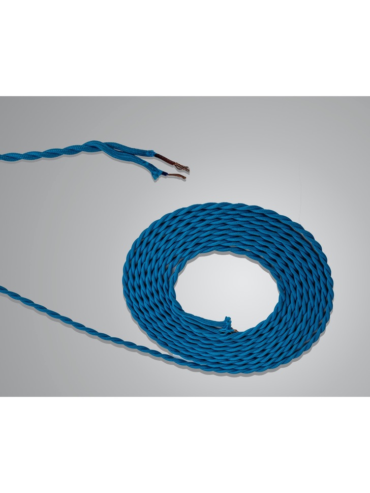 1 Metre Of Blue Braided Twisted 2 Core 0.75mm Cable