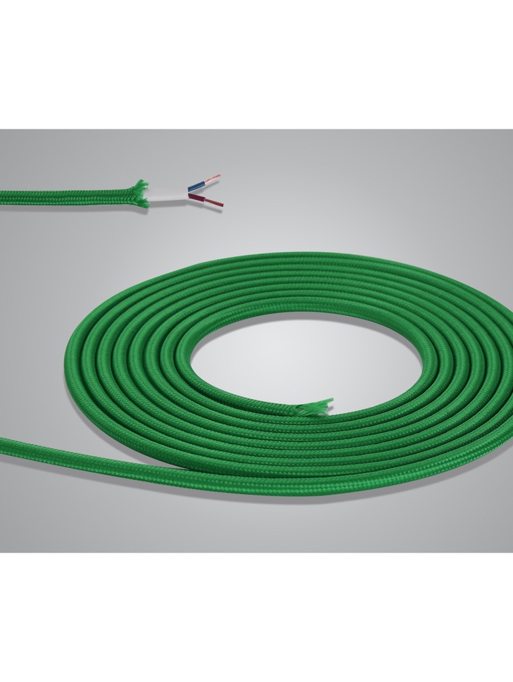 1 Metre Of Bottle Green Braided 2 Core 0.75mm Cable