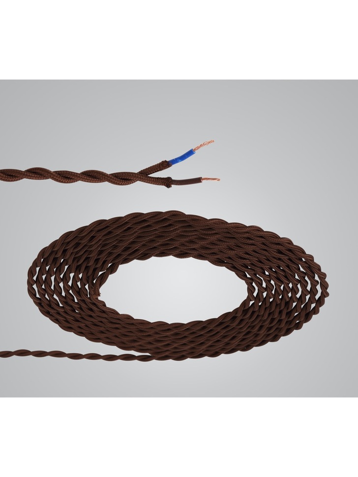 1 Metre Of Brown Braided Twisted 2 Core 0.75mm Cable