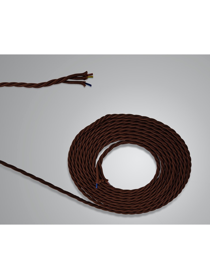 1 Metre Of Brown Braided Twisted 3 Core 0.75mm Cable