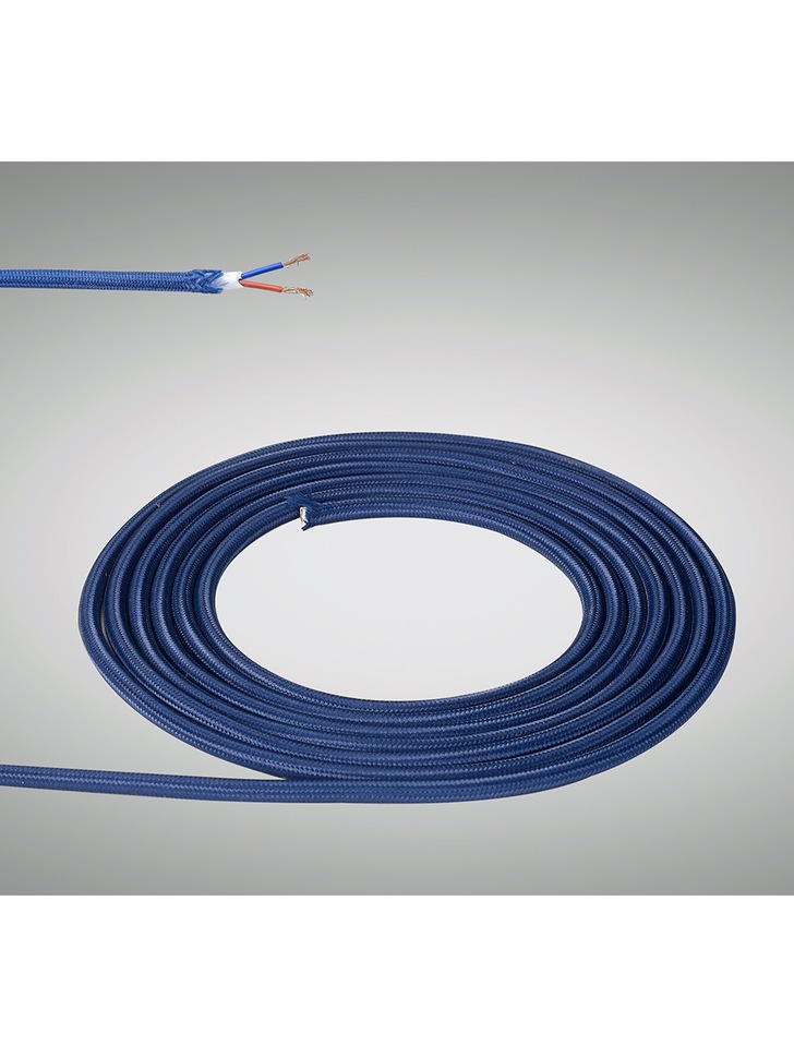 1 Metre Of Dark Blue Braided 2 Core 0.75mm Cable