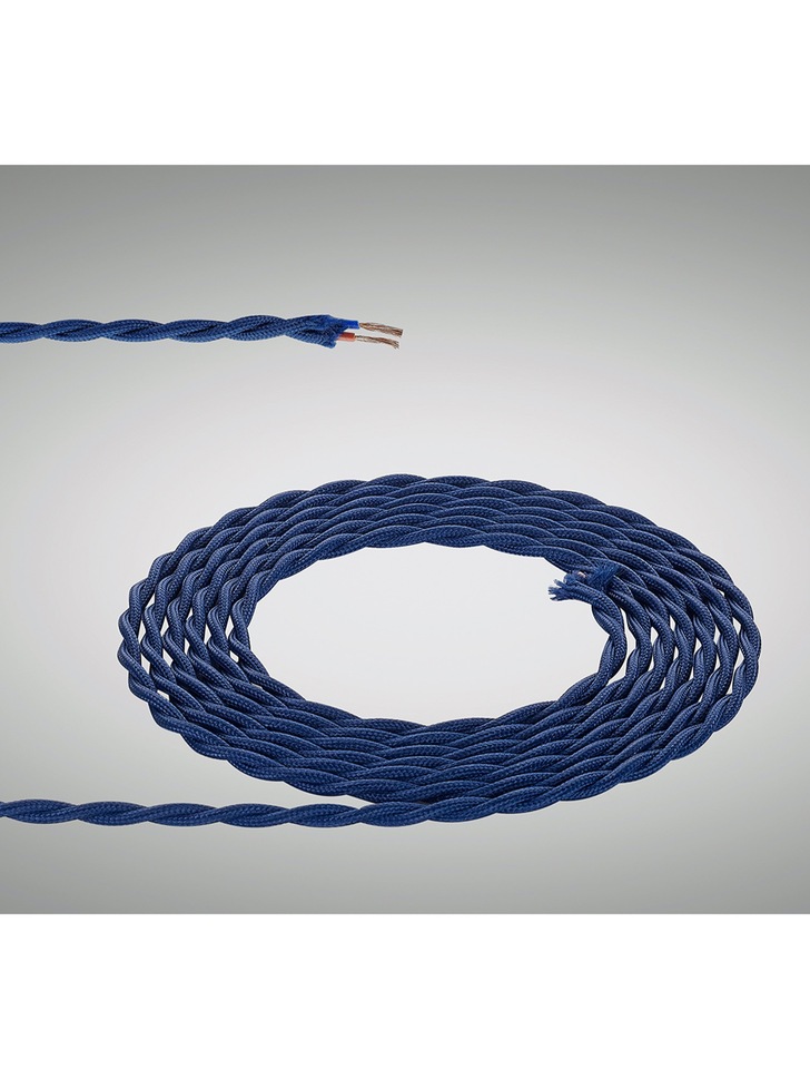 1 Metre Of Dark Blue Braided Twisted 2 Core 0.75mm Cable