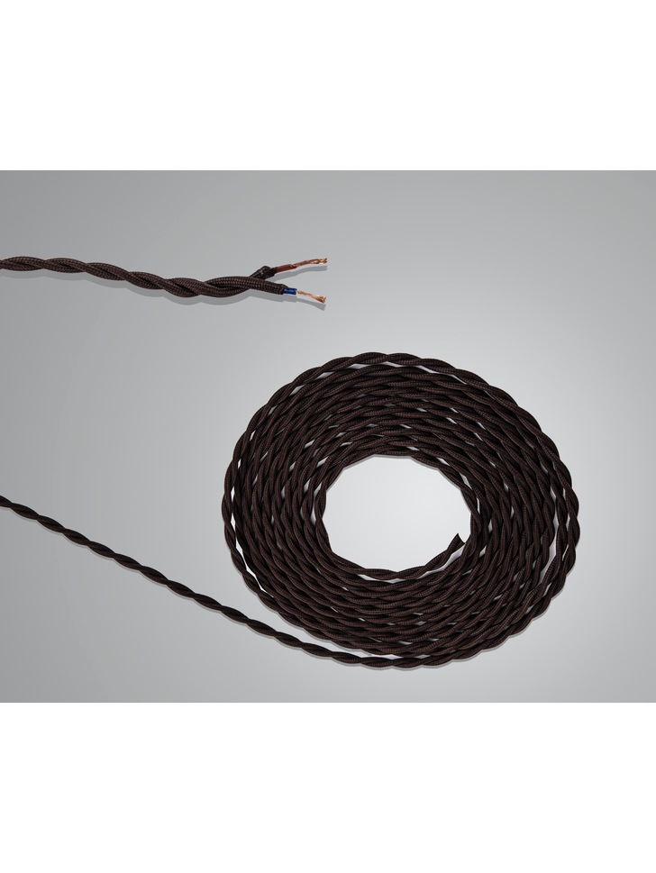 1 Metre Of Dark Brown Braided Twisted 2 Core 0.75mm Cable