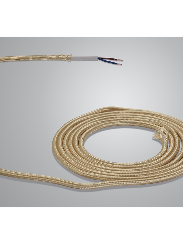 1 Metre Of Gold Braided 2 Core 0.75mm Cable