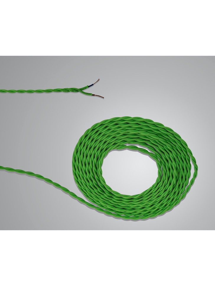 1 Metre Of Green Braided Twisted 2 Core 0.75mm Cable