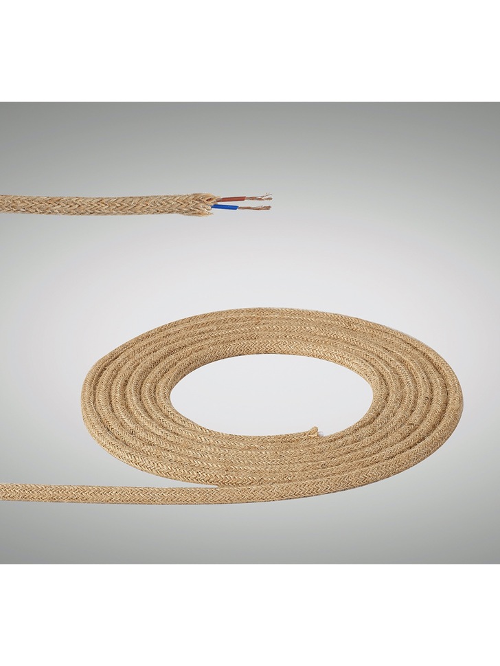 1 Metre Of Jute Brown Braided 2 Core 0.75mm Cable