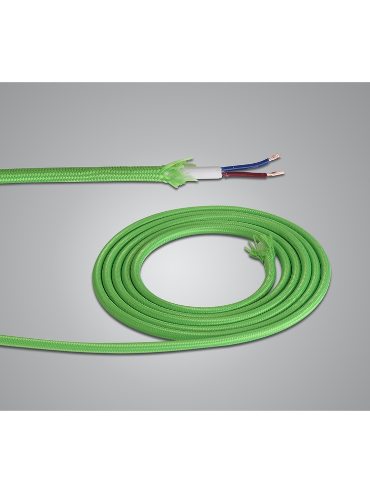 1 Metre Of Lime Green Braided 2 Core 0.75mm Cable