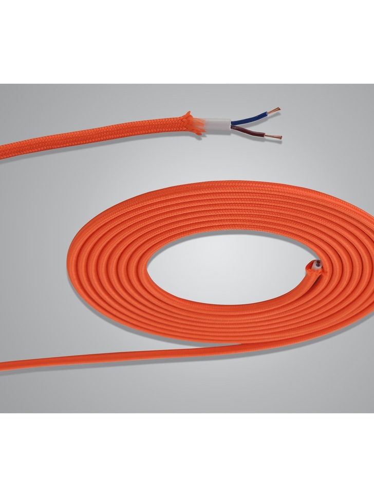 1 Metre Of Orange Braided 2 Core 0.75mm Cable