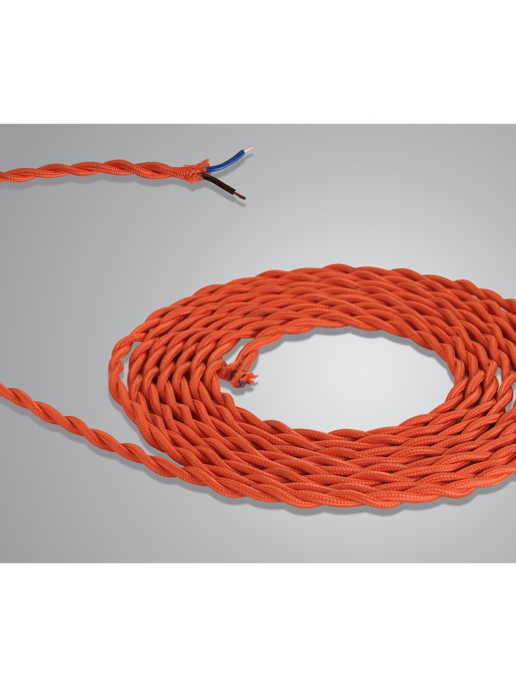 1 Metre Of Orange Braided Twisted 2 Core 0.75mm Cable