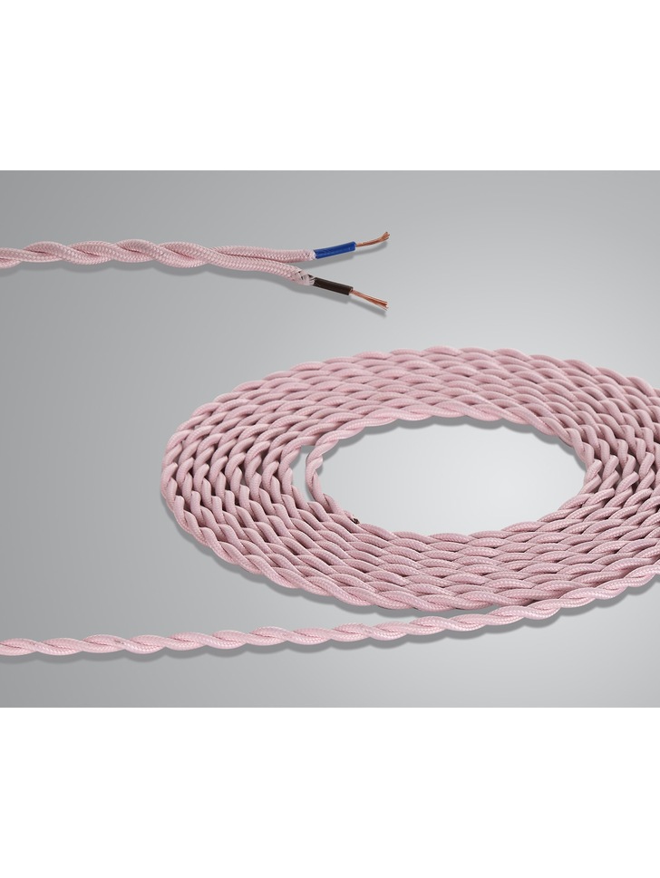 1 Metre Of Pink Braided Twisted 2 Core 0.75mm Cable