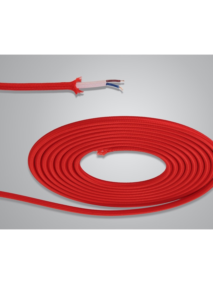 1 Metre Of Red Braided 2 Core 0.75mm Cable